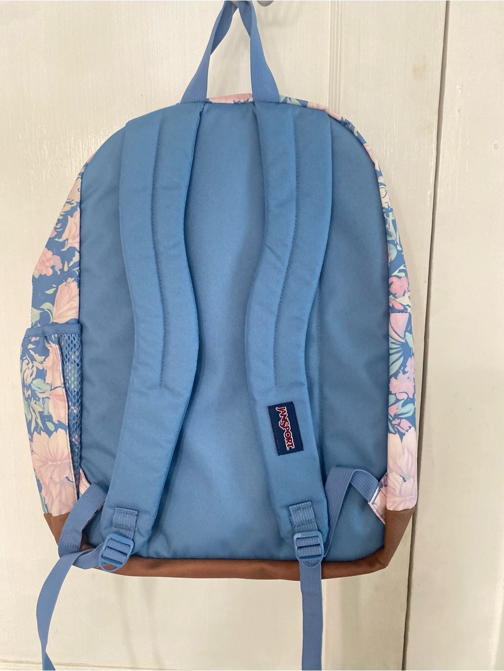 JanSport Blue and Pink Floral Backpack - Picture 3 of 7